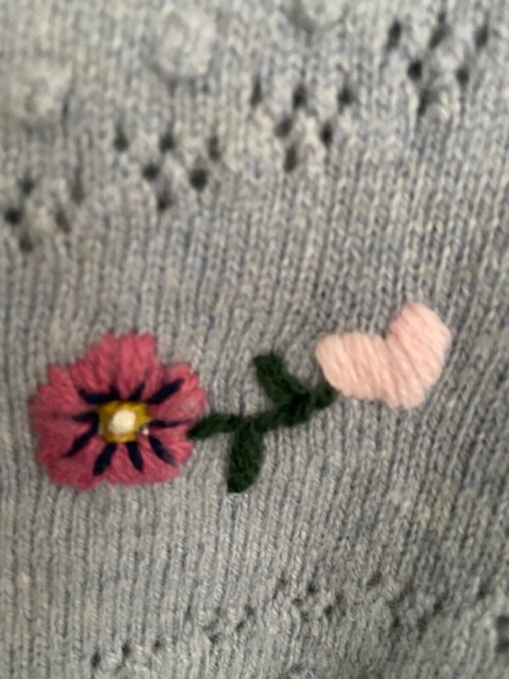 Boden Women's Cardigan in Blue Pebble with Flower and Heart Detail Size XS - Picture 5 of 9